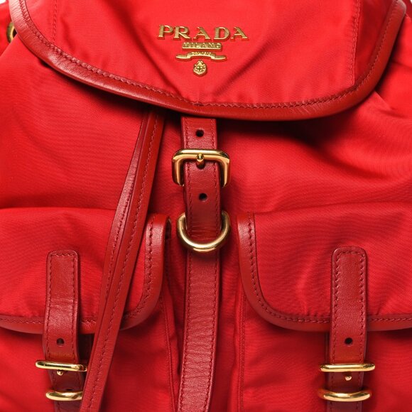 Prada Tessuto Nylon Small Backpack Rosso Shoulder Bag Red - Picture 6 of 7